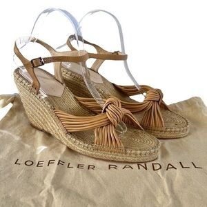 Loeffler Randall Priya Wedge Espadrille in Beige/Khaki - Heeled Leather Sandal